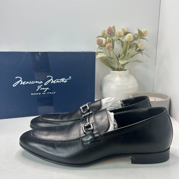 Massimo Matteo Tuscany Bit Leather Loafer Black MM-7869S22-001 Men's 8M - Picture 1 of 10
